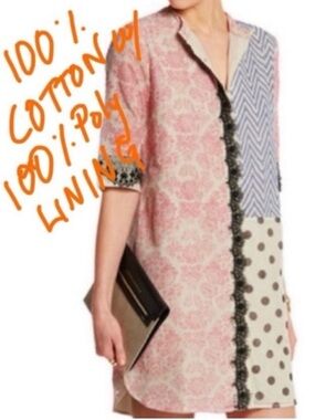 Vineet Bahl Cotton Dress - Mixed Pattern w/ Lace - Size Small - NET-A-PORTER